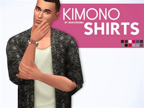 Marvinsims Kimono Shirt Sims 4 Sims 4 Cc Tops