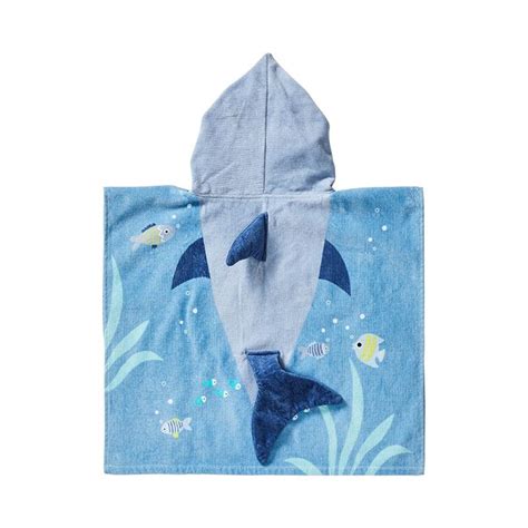 Adairs Kids Shark Hooded Beach Towel Adairs