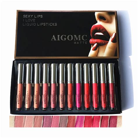 Aigomc Matte Liquid Lipstick Makeup Lip Kit Langmanni Lip Gloss Velvet Tint Long Lasting