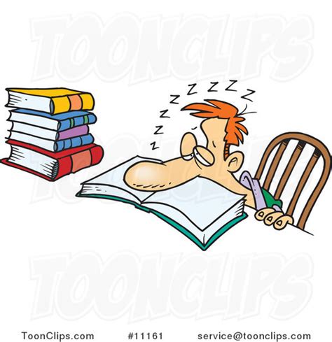 Cartoon Tired Guy Falling Asleep While Studying 11161 By Ron Leishman