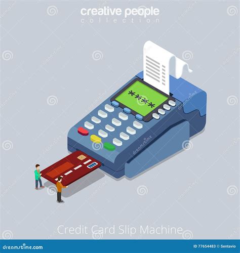 Isometric Pos Terminal Debit Credit Card Sales Printed Receipt