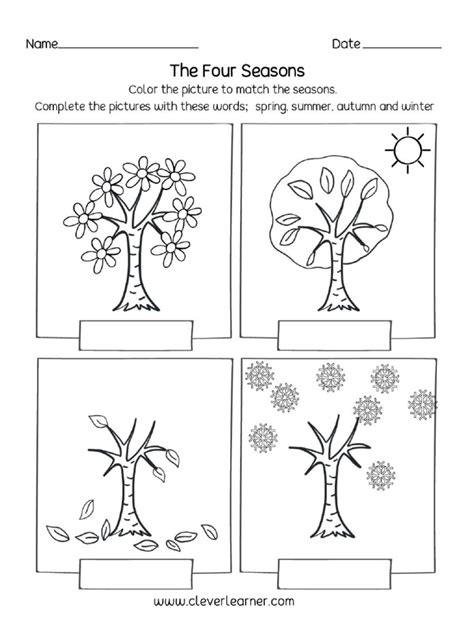 The Seasons Worksheet For Preschool 3 Pdf