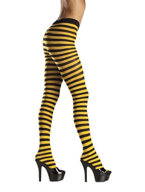 costume adventure women s yellow and black striped pantyhose tights clothing
