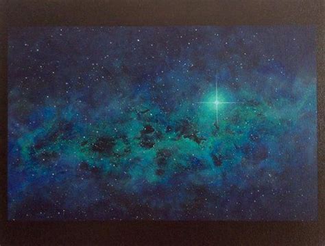 Teal Swirl Space Nebula Acrylic Painting 11x 14 Nebula Painting