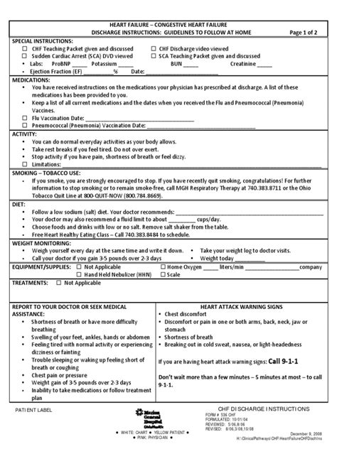 Chf Discharge Instructions Pdf Heart Failure Physician