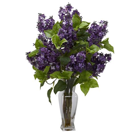 Supniu artificial hydrangea bouquet with small ceramic vase fake silk variety flower balls flowers decoration for table home party office wedding (blue) visit the supniu store 4.1 out of 5 stars 2,199 ratings Lilac Silk Flower Arrangement 1256 Nearly Natural