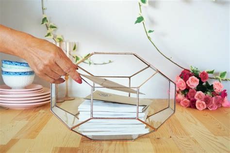 Large Geometric Glass Box Wedding Card Box Glass Card Box Wedding