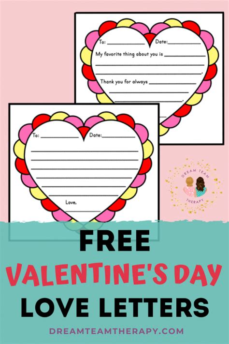 Free Valentines Day Letters For Kids Dream Team Therapy Valentines
