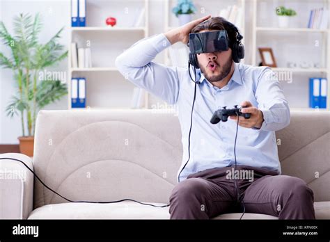 Student Gamer Playing Games At Home Stock Photo Alamy