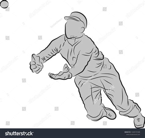 Cricket Fielding Action Vector Image With A Royalty Free Stock Vector