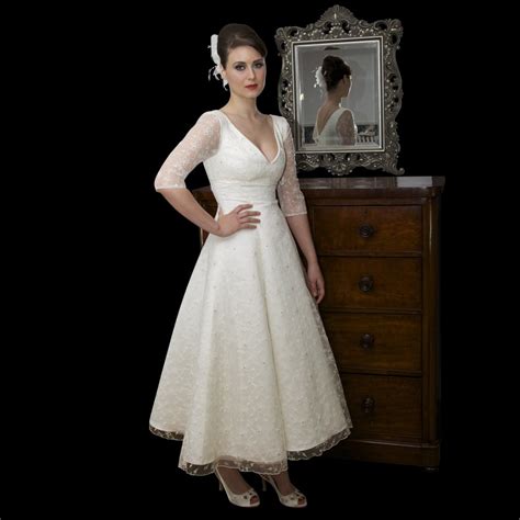 Timeless Chic Tea Length Lace Wedding Dress