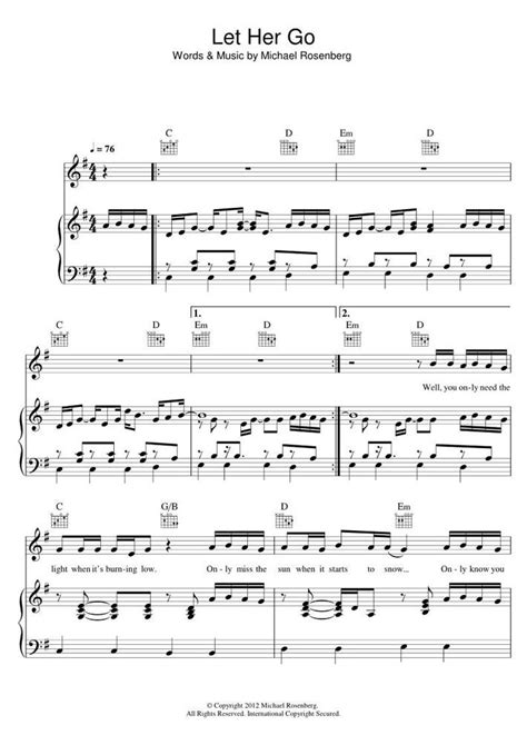 Print and download let it go (movie version) sheet music from frozen. Let Her Go Piano Sheet Music by Passenger at OnlinePianist | Sheet music, Piano sheet music ...