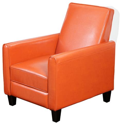Shop with afterpay on eligible items. Jamestown Orange Leather Recliner Chair - Contemporary ...