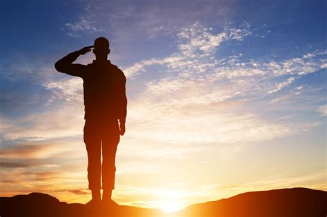 Soldier Salute Silhouette On Sunset Sky Army Military Grace