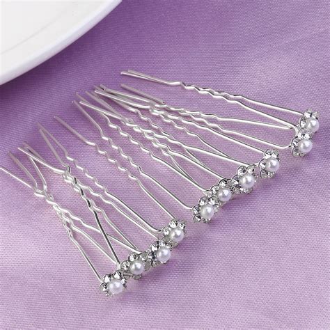 Buy 10pcs Womens Bridal Pearl Rhinestone Decorated U Shaped Hairpins Hair