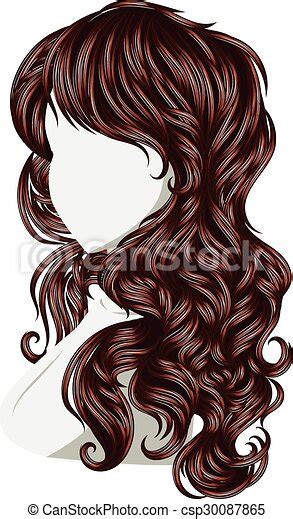 clip art vector of curly hair style long female curly hair style fashion csp30087865