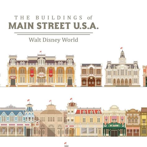 The Buildings Of Main Street Walt Disney World Print Without Etsy