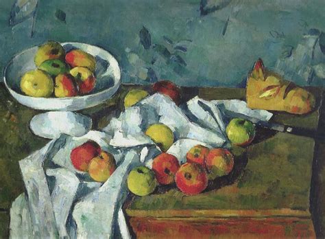 Still Life With Fruit Dish Apples And Bread 1880 Painting By Paul