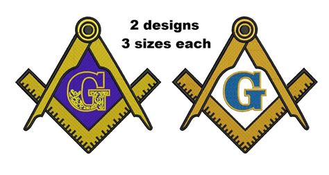 2 Designs Freemason Masonic Compass Patterns 3 Sizes Machine