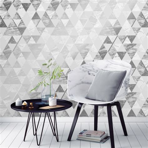 House Of Alice Onyx Marble Metallic Wallpaper Soft Grey Silver