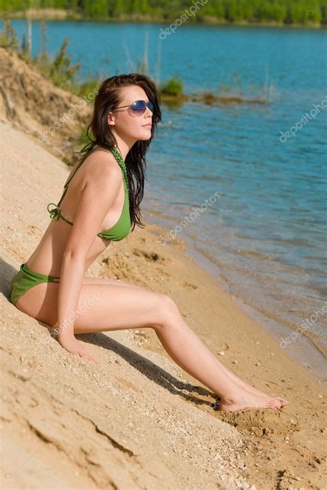 Summer Woman In Bikini Alone On Beach Stock Photo Candyboximages