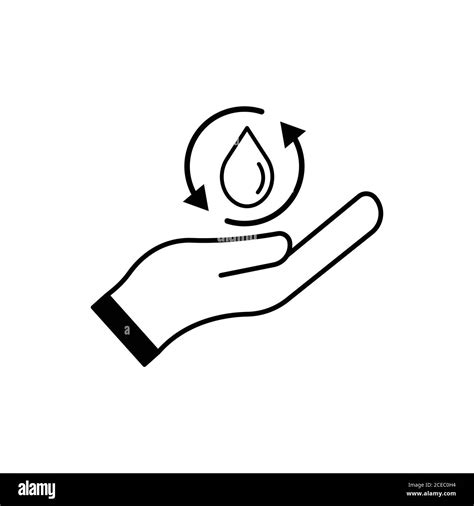 Water Management Line Icon Hand And Drop Water Icon Design Template