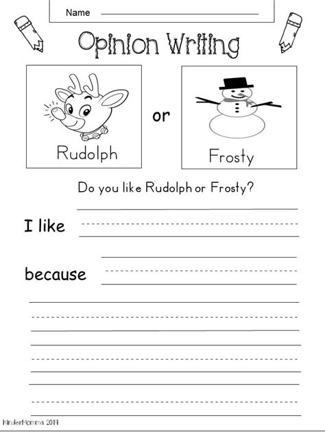 Free Kindergarten Christmas Writing Worksheet