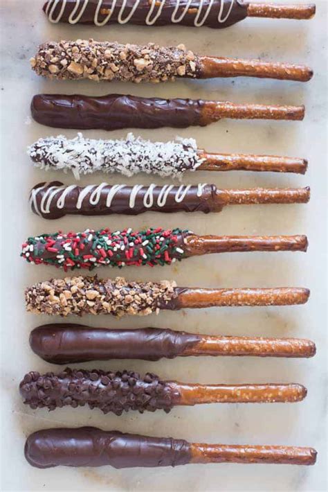 Caramel And Chocolate Dipped Pretzel Rods Tastes Better From Scratch