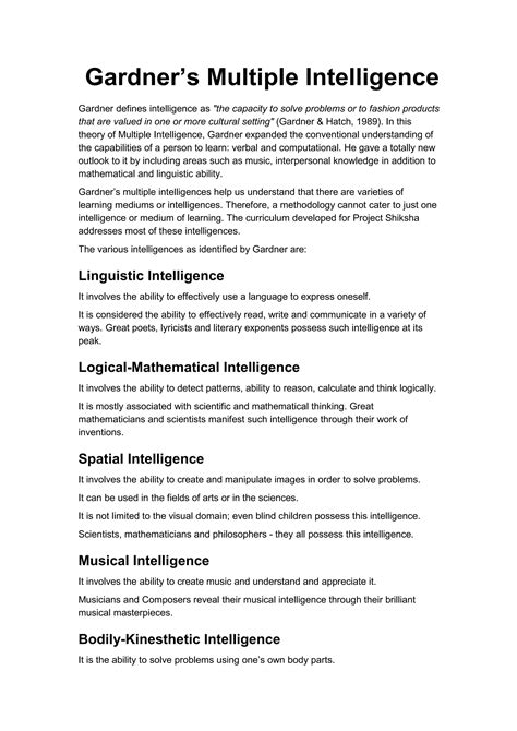 Gardners Multiple Intelligence Pdf Free Download