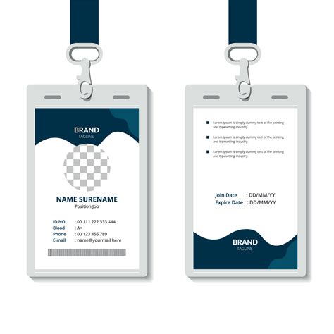 Professional Corporate Id Card Template Clean Blue Id Card Design With