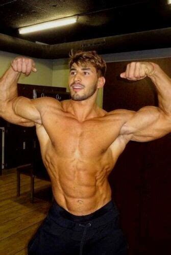 Shirtless Male Beefcake Muscular Hunk Body Builder Flex Arm Pits Photo