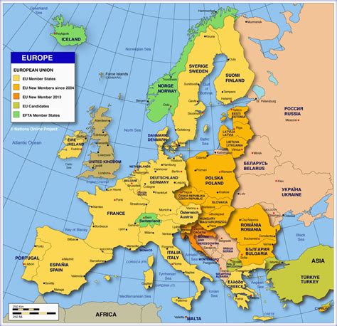 Western Europe Road Map Map Of Europe Member States Of the ...