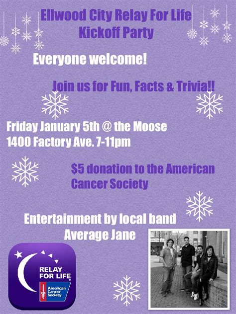Your generosity helps you do more. Ellwood City Relay For Life Kickoff Party - Ellwood City ...