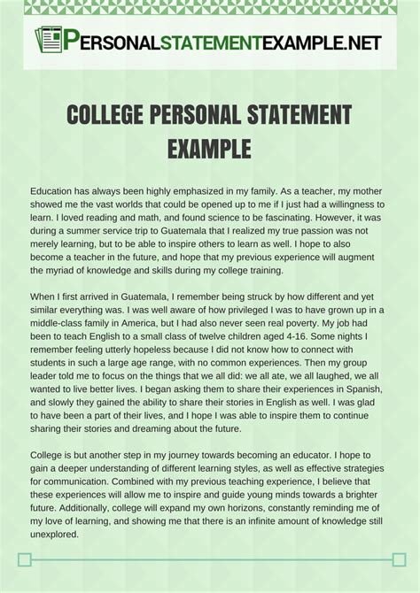 Sample Personal Statement Essay For College Applications BemoВ Staten