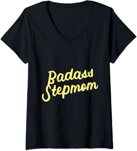 Womens Badass Stepmom Stepmother Funny Stepmom Bonus Mom Ts V Neck T Shirt
