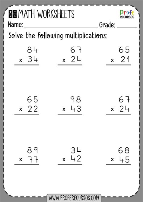 Multiplication With 2 Digits Worksheets Free