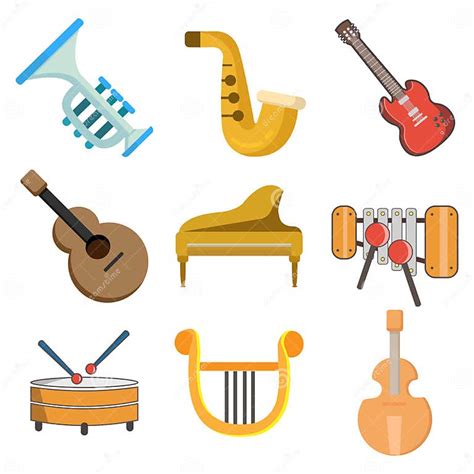 Musical Instruments Clip Art Set Stock Vector Illustration Of