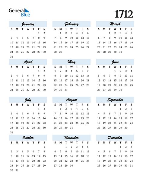 1712 Calendar Pdf Word Excel