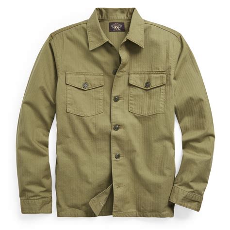 Rrl By Ralph Lauren Barrow Ls Sport Shirt Military Olive The