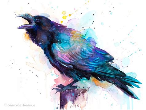 Raven Watercolor Painting Print By Slaveika Aladjova Extra Large Art