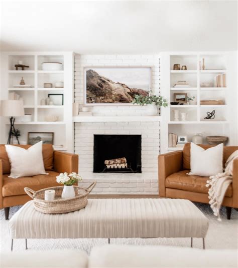 Modern Farmhouse Living Room Leather Couch