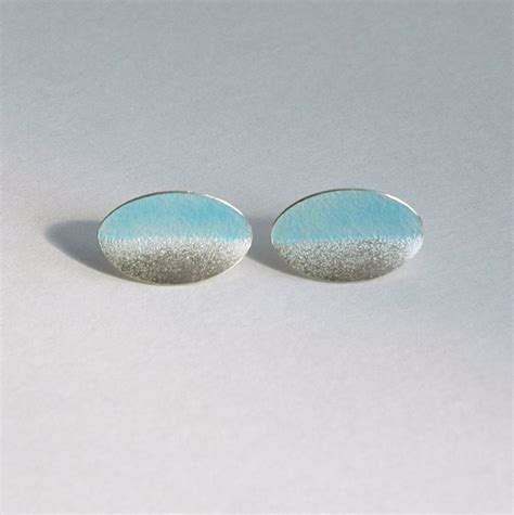 Turquoise Blue And Silver Folded Stud Earrings Contemporary Earrings