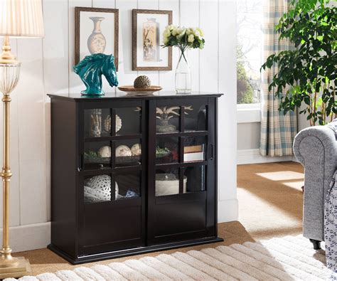 Glass Door Accent Display Cabinet Black Ubicaciondepersonascdmxgobmx