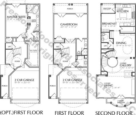 Urban Townhome Floor Plans, Town House Development, Row House Construc