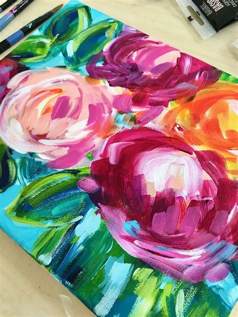 Ideas For Painting Easy Abstract Flowers On Canvas With Acrylic Paint