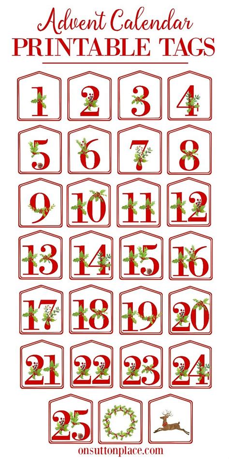 Free Advent Calendar Numbers Printable Pdf Printable Word Searches