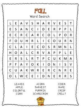Use our word search maker to create your custom word search. Fall Word Search by kirstenjean6 | Teachers Pay Teachers