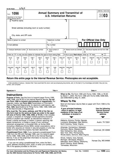 Form 1096 Printable Fill Out And Sign Printable Pdf Template Signnow