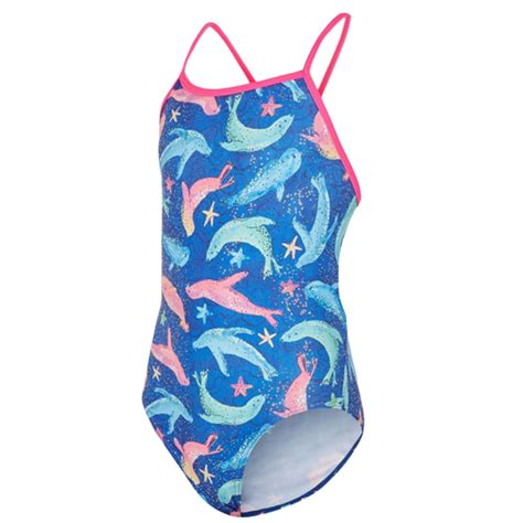 Maru Sealed With A Kiss Ecotech Sparkle Fly Back Girls Swimsuit Bl Aqua Swim Supplies