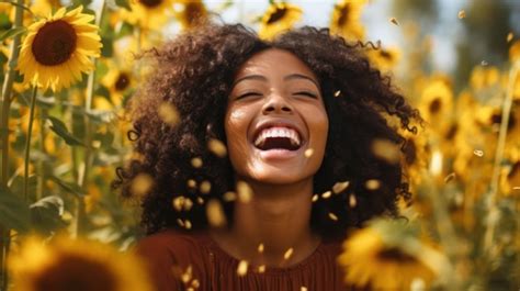 Premium Ai Image Photo Of Black Woman In Sunflower Field